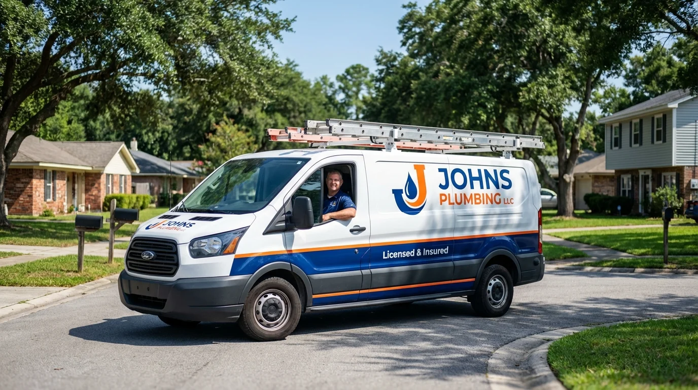 Johns Plumbing LLC service van in Denver City, TX