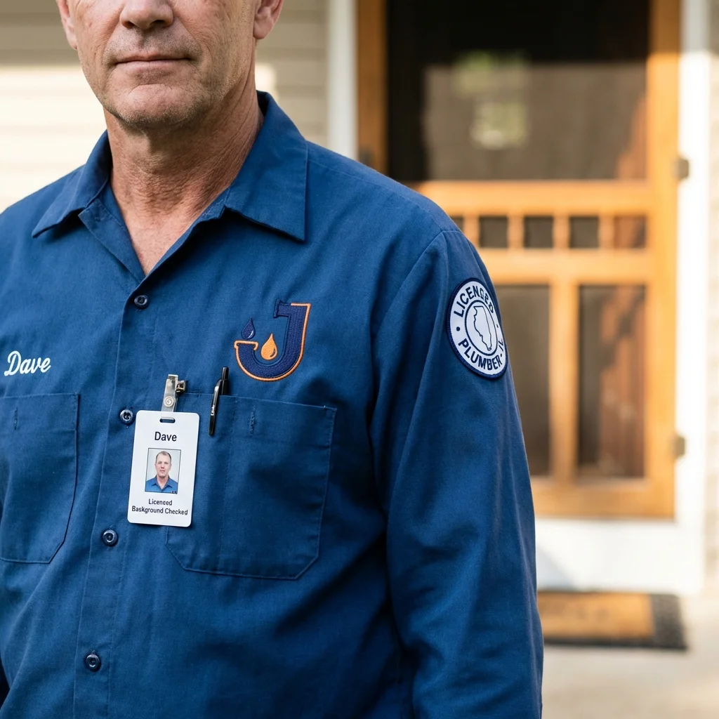 Licensed plumber showing ID badge in Denver City, TX