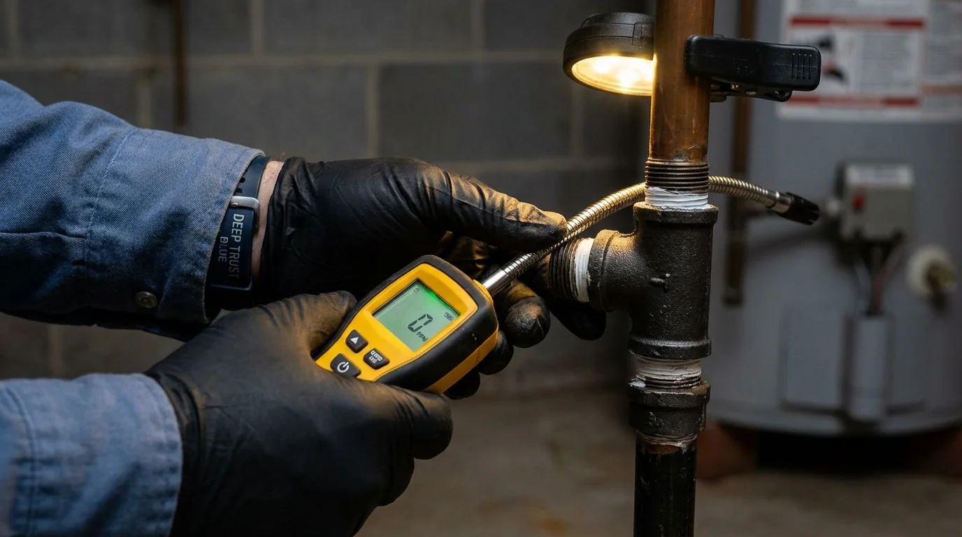 Gas leak detection with electronic sniffer by Johns Plumbing LLC in Denver City